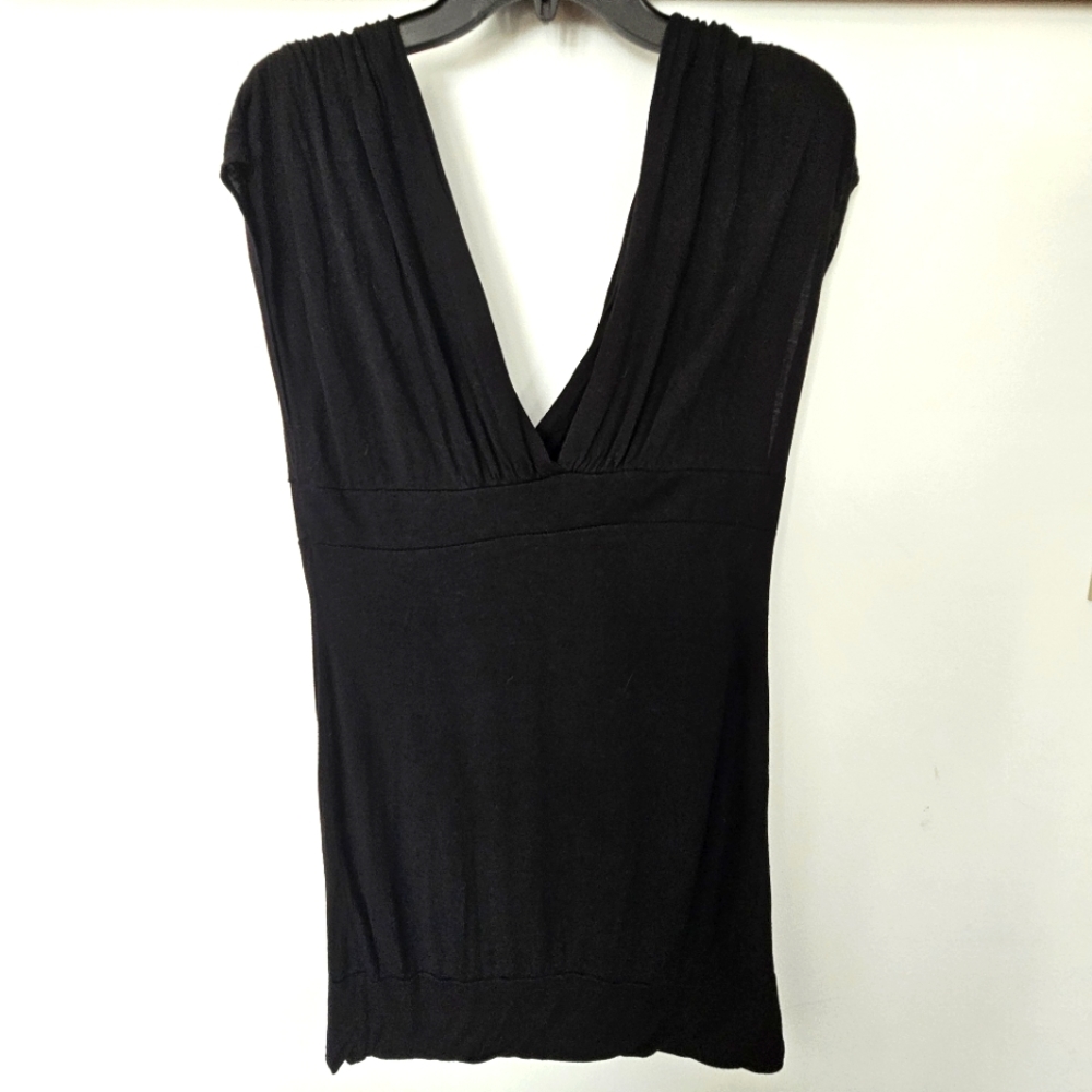 Vintage 90s Cute Wet Seal Black Deep V Sleeveless Top Size Large